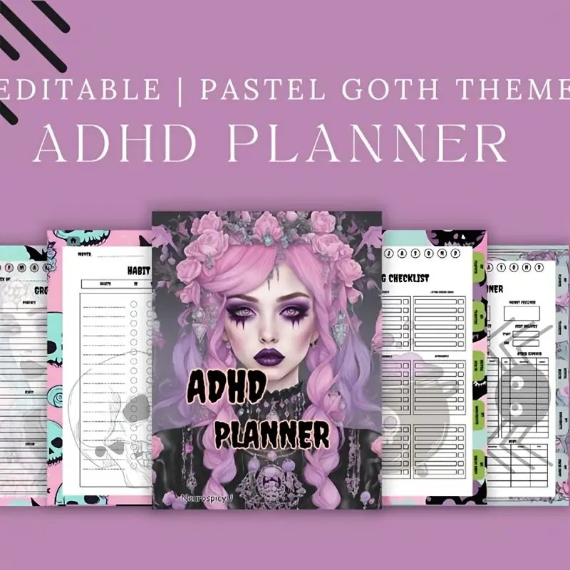 Undated Pastel Gothic ADHD Loose Leaf Planner