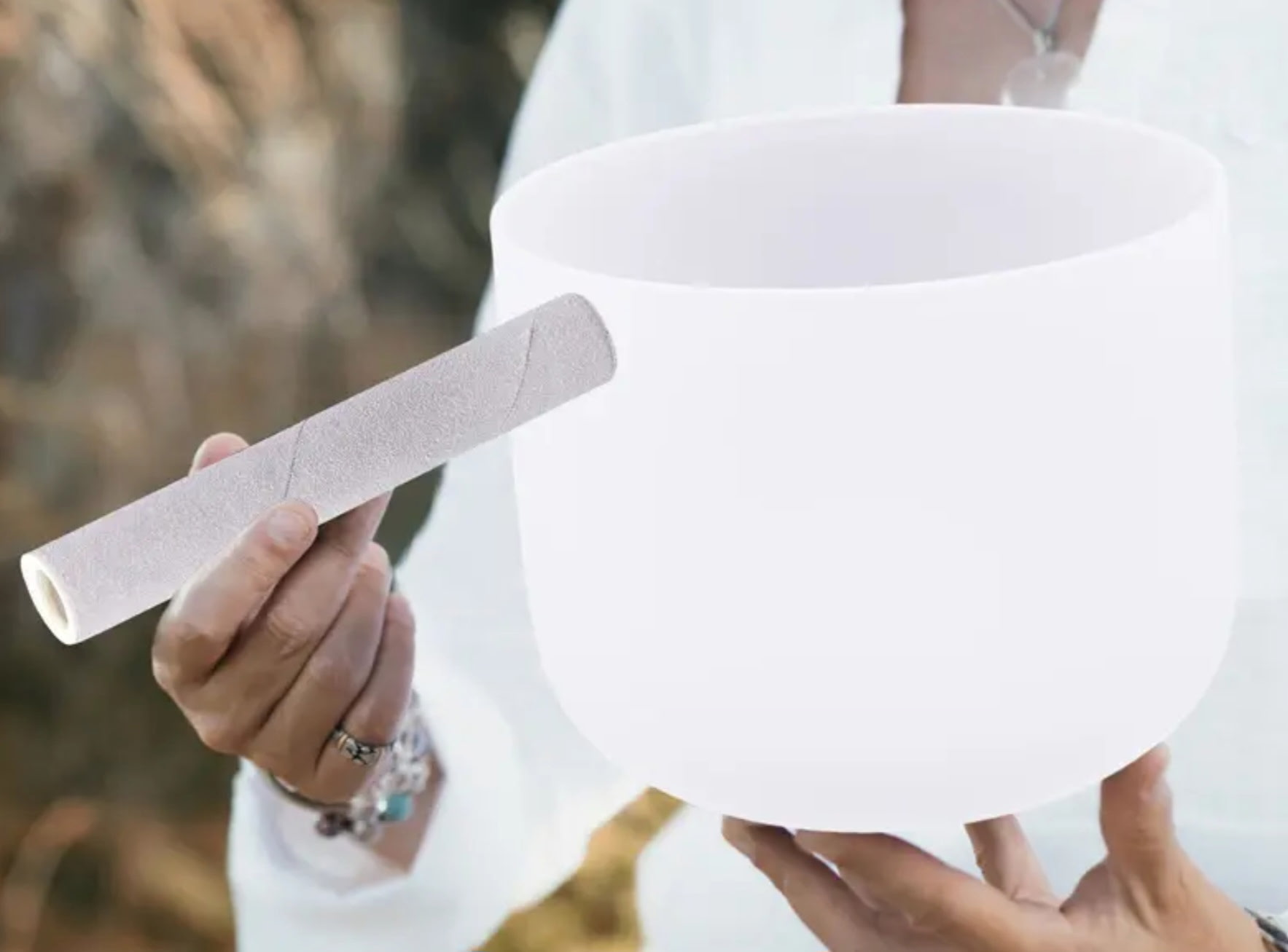 8 Inch Frosted Quartz Singing Bowl